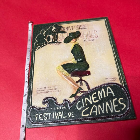 Vintage Beaded Fringe Evening Bag & 3D Cannes Cinema Art Plaque – Unique Gift - Picture 8 of 12